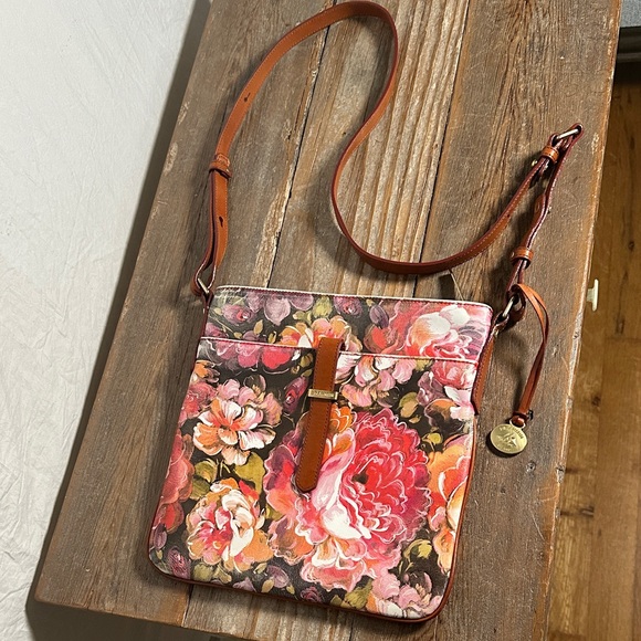 Brahmin Handbags - Brahmin Pink and Brown Floral Crossbody Bag